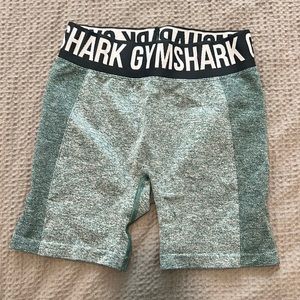 Turquoise Gymshark bike shorts.